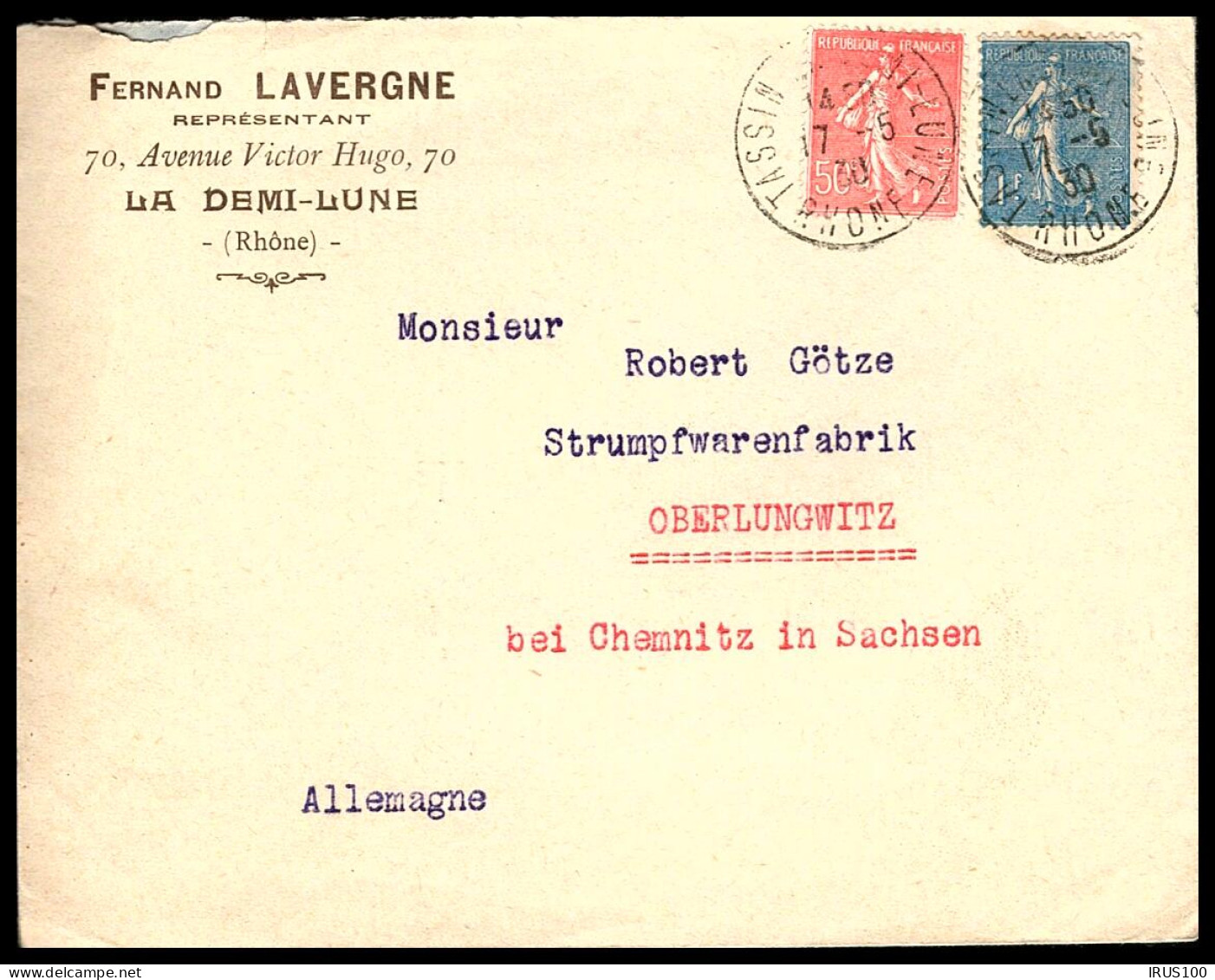 LETTRE DE TASSIN LA DEMI-LUNE - 1930 - SEMEUSE LIGNÉE - POUR OBERLUNGWITZ - Lettres & Documents