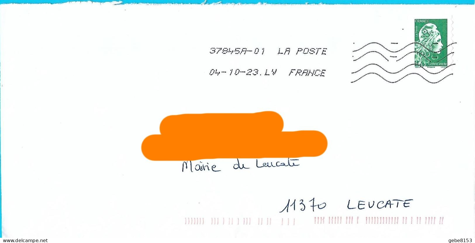 Marianne L'engagée Lettre Verte Autocollant Philaposte Sans @ Toshiba 37845A-01 - 2018-2023 Marianne L'Engagée