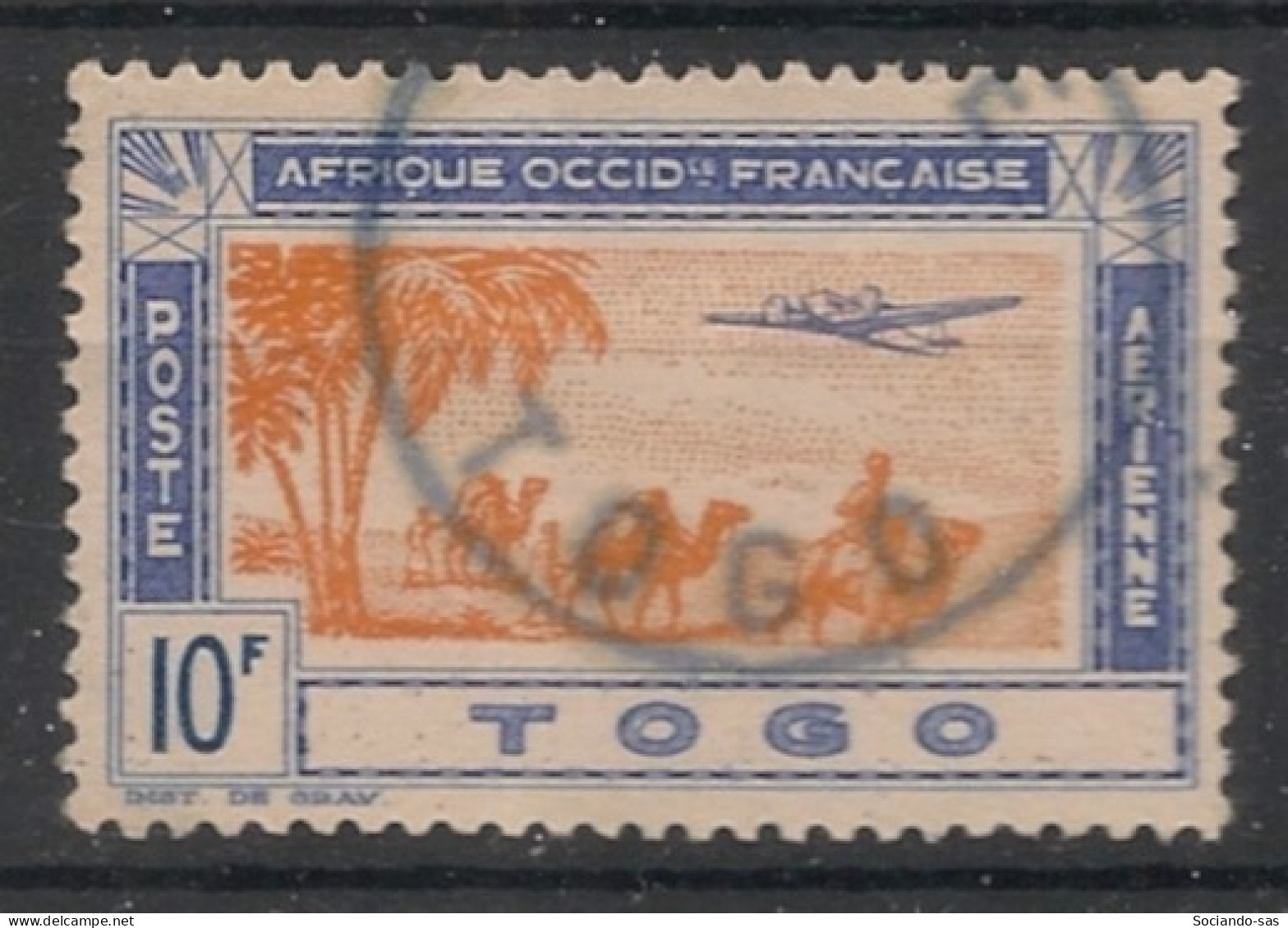 TOGO - 1942 - Poste Aérienne PA N°YT. 14 - Avion 10f - Oblitéré / Used - Usati