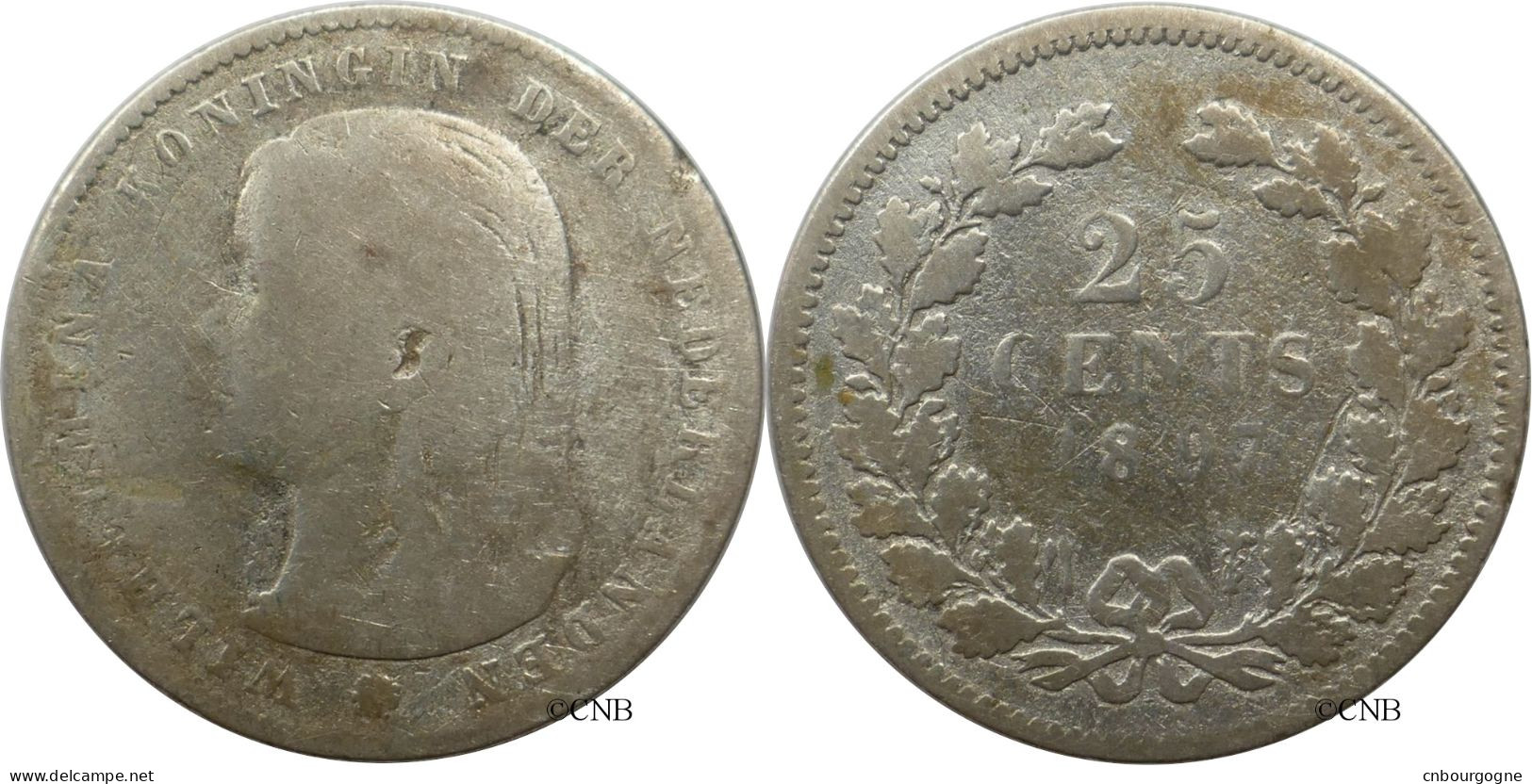 Pays-Bas - Royaume - Wilhelmina - 25 Cents 1897 - TB-/F15 - Mon5837 - 25 Cent