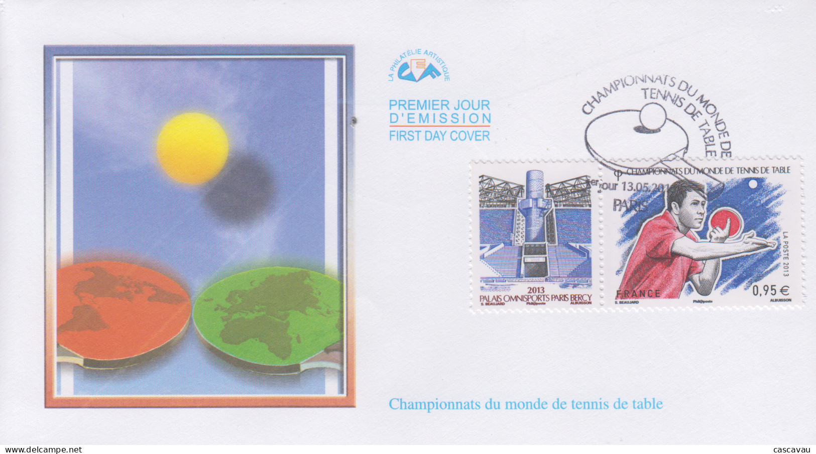 Enveloppe  FDC   1er   Jour    FRANCE    Championnats  Du  Monde  De  TENNIS  DE  TABLE    PARIS   2013 - 2010-2019