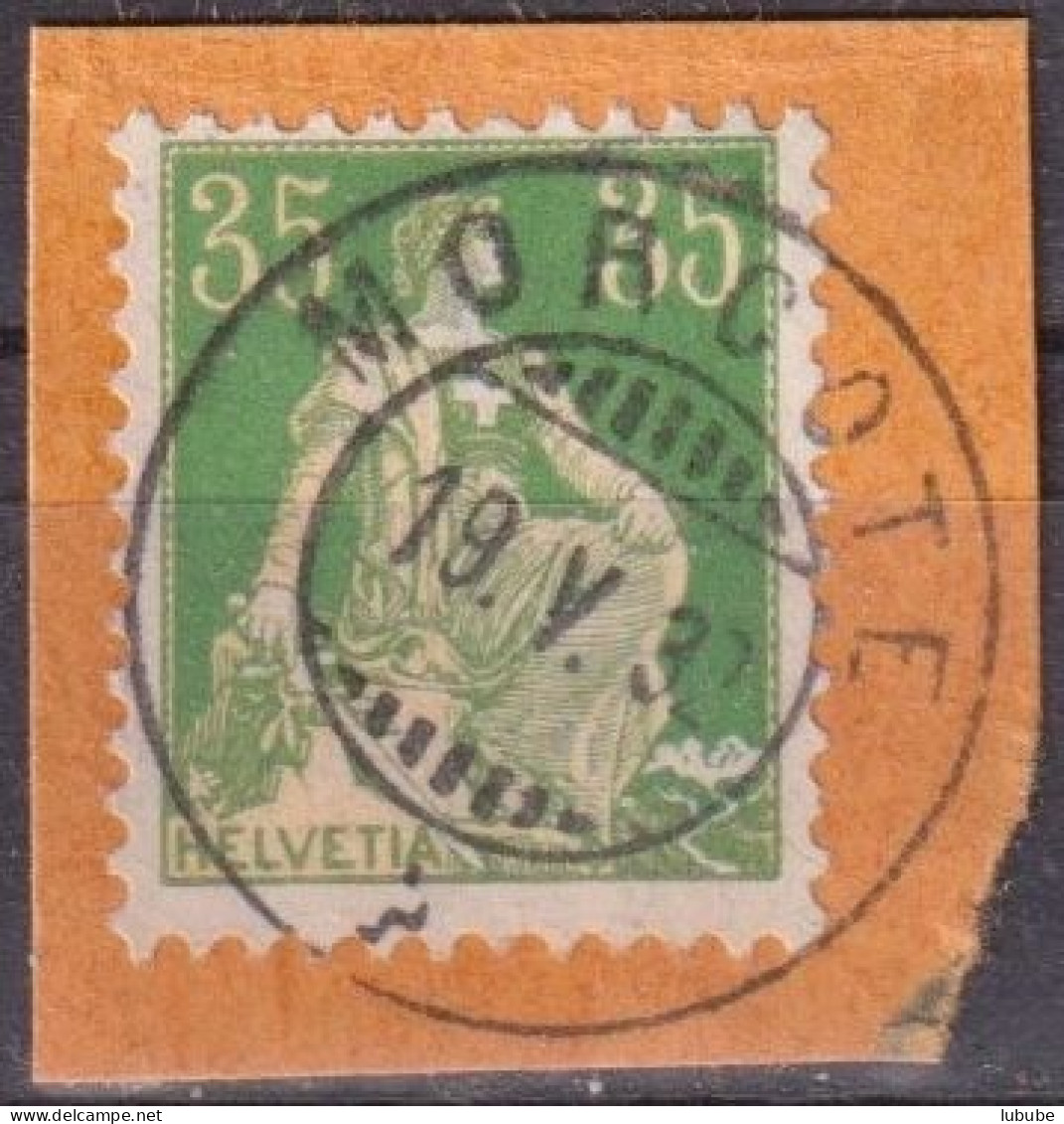 Helvetia Mit Schwert 111, 35 Rp.hellgrün/gelb  MORCOTE       1932 - Gebraucht