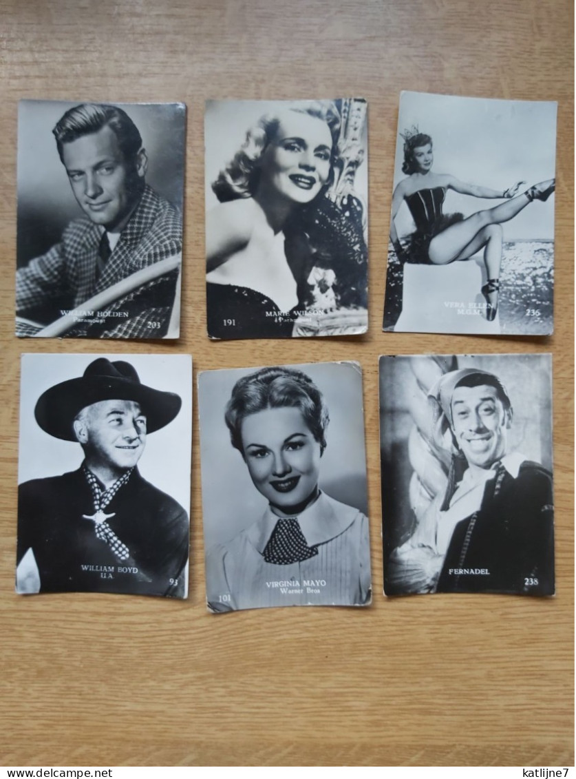 Filmsterren Movie Stars  Ciné  Echte Fotos 6x8 Cm   Belgian Chewing Gum  Fernandel, Holden, Boyd, Mayo.. - Autres & Non Classés