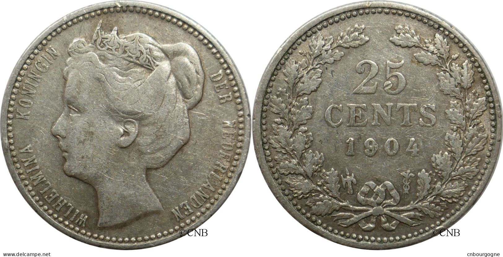 Pays-Bas - Royaume - Wilhelmina - 25 Cents 1904 - TB+/VF35 - Mon5839 - 25 Cent