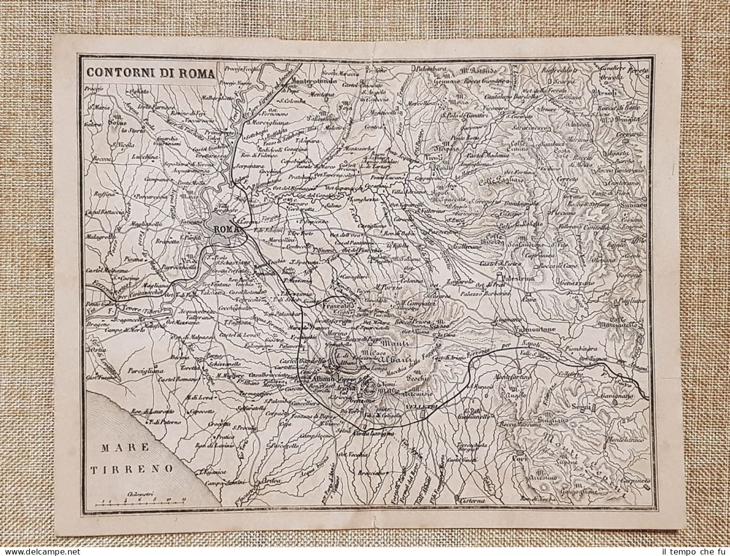Antica Carta Geografica Contorni Di Roma Anno 1873 Artaria Di Sacchi E Figli (2) - Landkarten