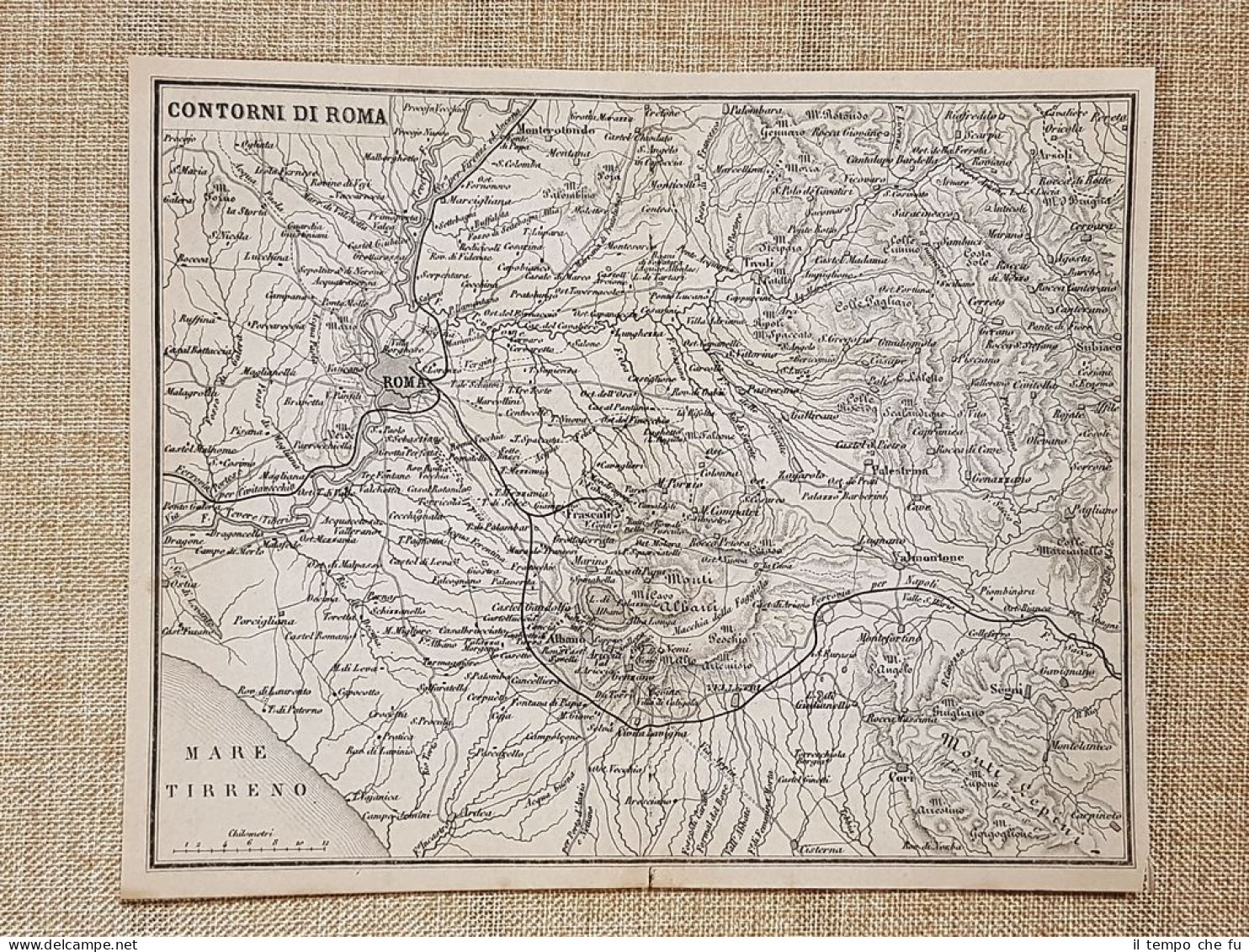 Antica Carta Geografica Contorni Di Roma Anno 1873 Artaria Di Sacchi E Figli (1) - Mapas Geográficas