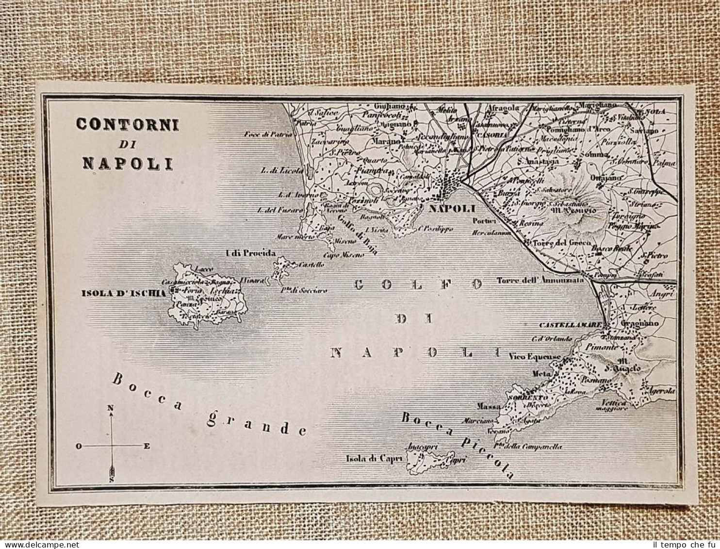 Antica Carta Geografica Contorni Di Napoli Anno 1873 Artaria Di F.Sacchi E Figli - Geographical Maps