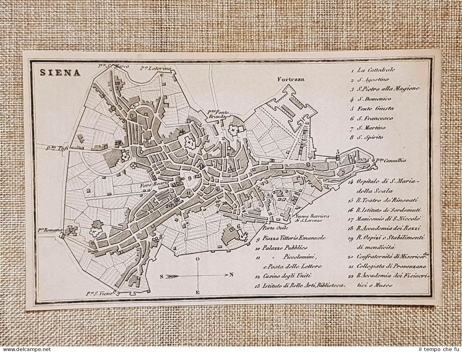 Rara Pianta Topografica Di Siena Anno 1873 Artaria Di Ferdinando Sacchi E Figli - Cartes Géographiques