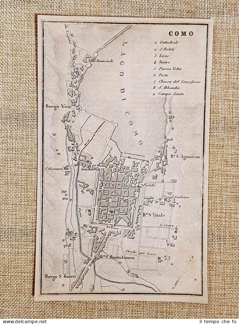 Rara Pianta Topografica Di Como Anno 1873 Artaria Di Ferdinando Sacchi E Figli - Landkarten