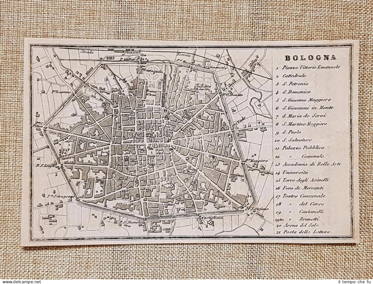 Rara Pianta Topografica Bologna Anno 1873 Artaria Di Ferdinando Sacchi E Figli - Cartes Géographiques