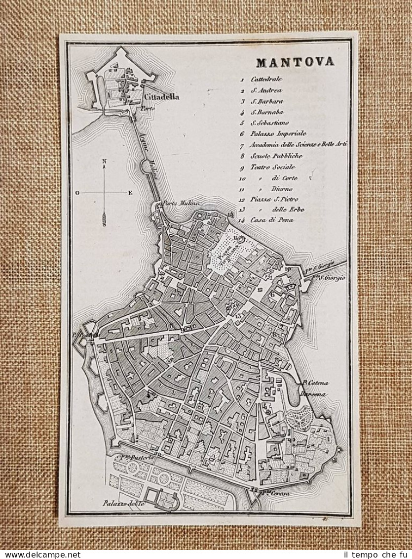 Rara Ed Antica Pianta Topografica Mantova Anno 1871 Ferdinando Artaria E Figlio - Carte Geographique
