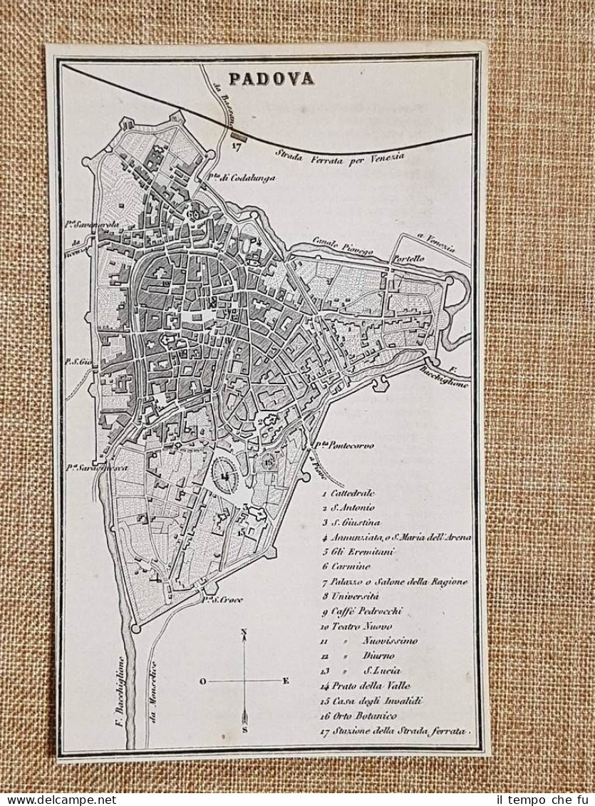 Rara Ed Antica Pianta Topografica Padova Anno 1871 Ferdinando Artaria E Figlio - Landkarten