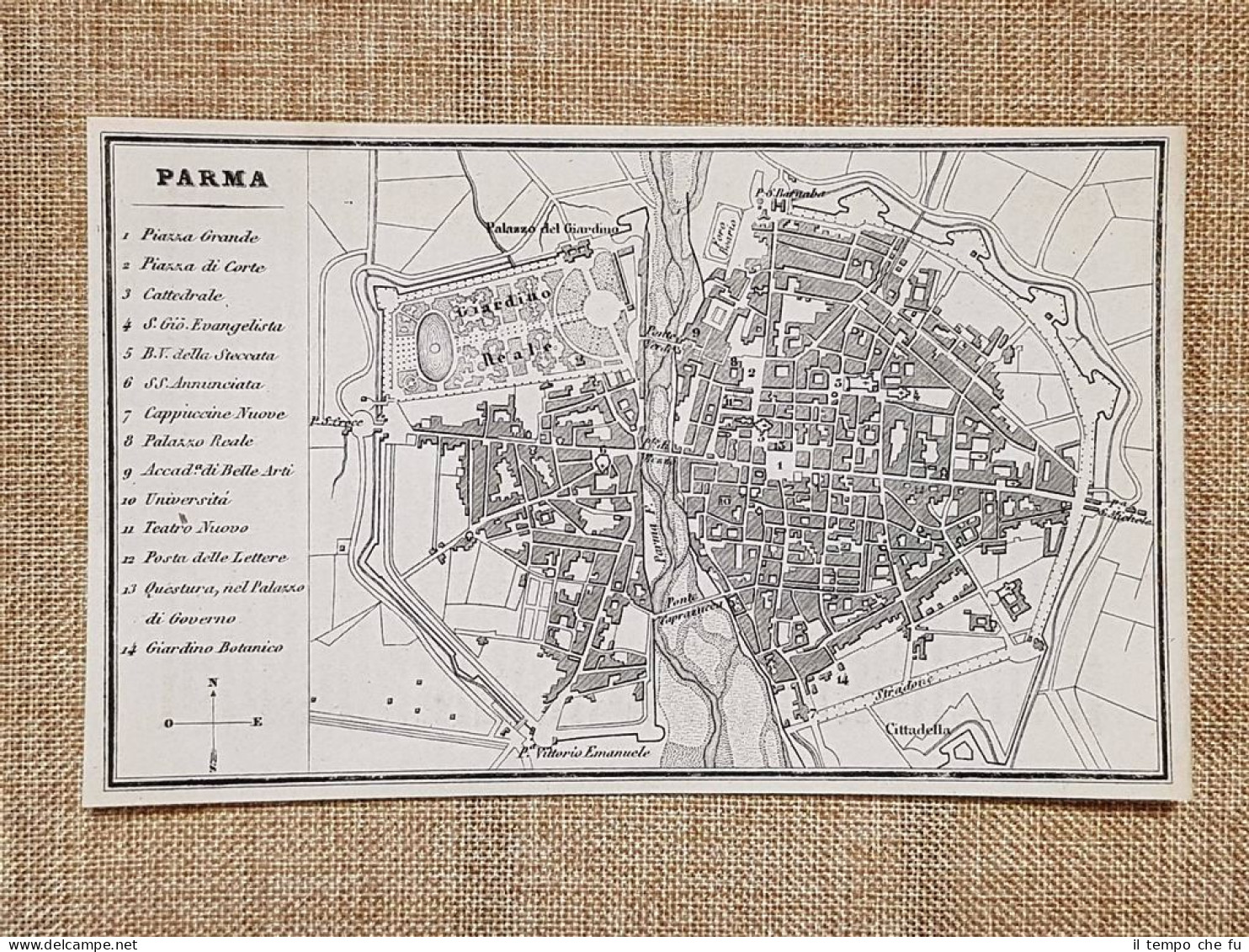 Rara Ed Antica Pianta Topografica Di Parma Anno 1871 Ferdinando Artaria E Figlio - Cartes Géographiques