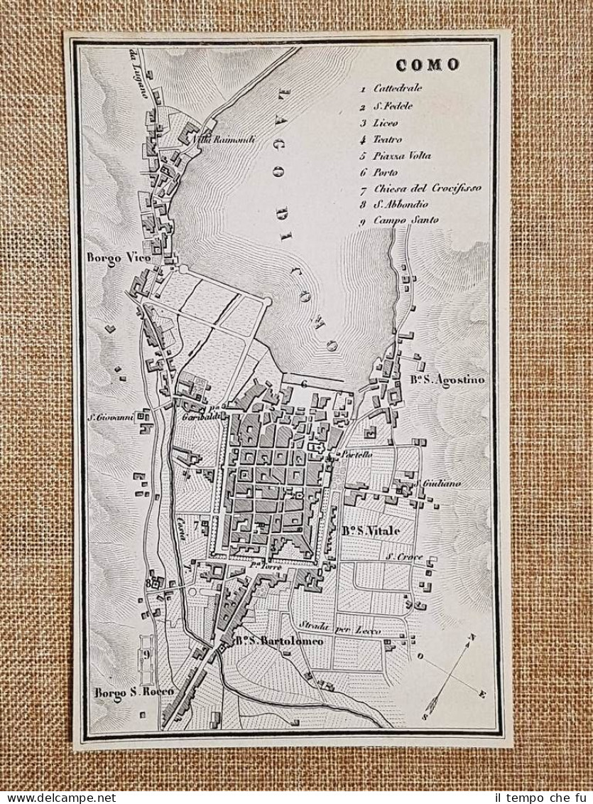 Rara Ed Antica Pianta Topografica Di Como Anno 1871 Ferdinando Artaria E Figlio - Cartes Géographiques