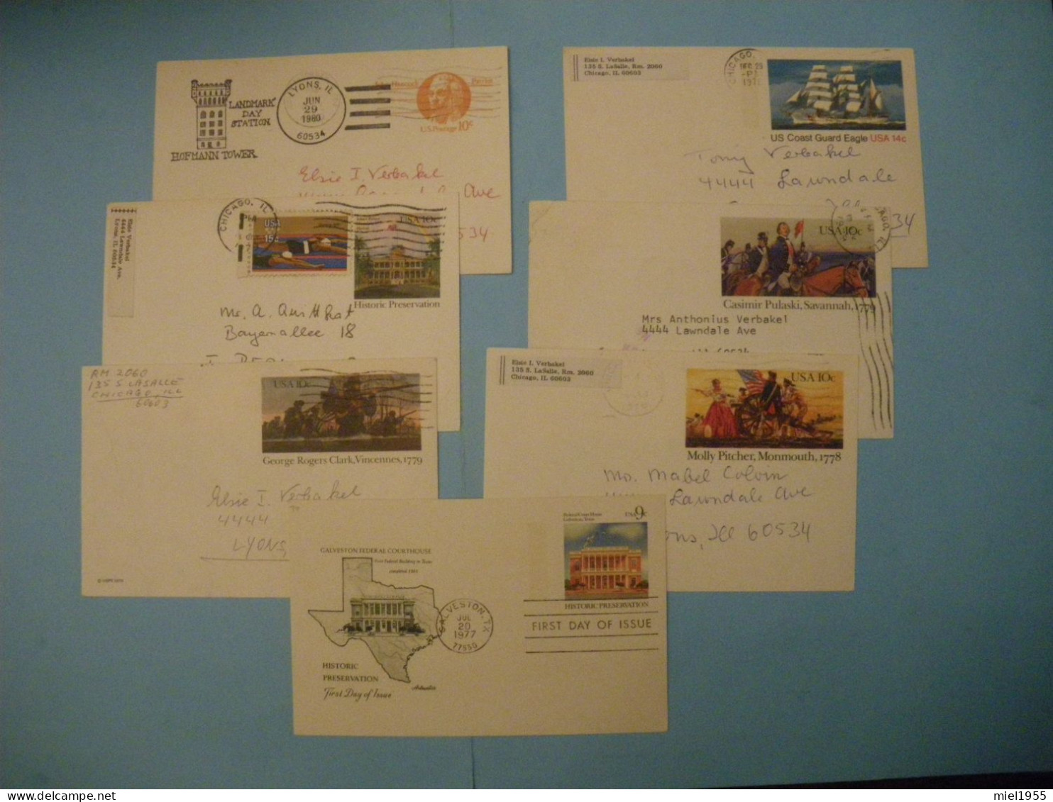 USA 1978 1979 1980 Lot De 7 Cartes Postales (2 Photos) - Lettres & Documents
