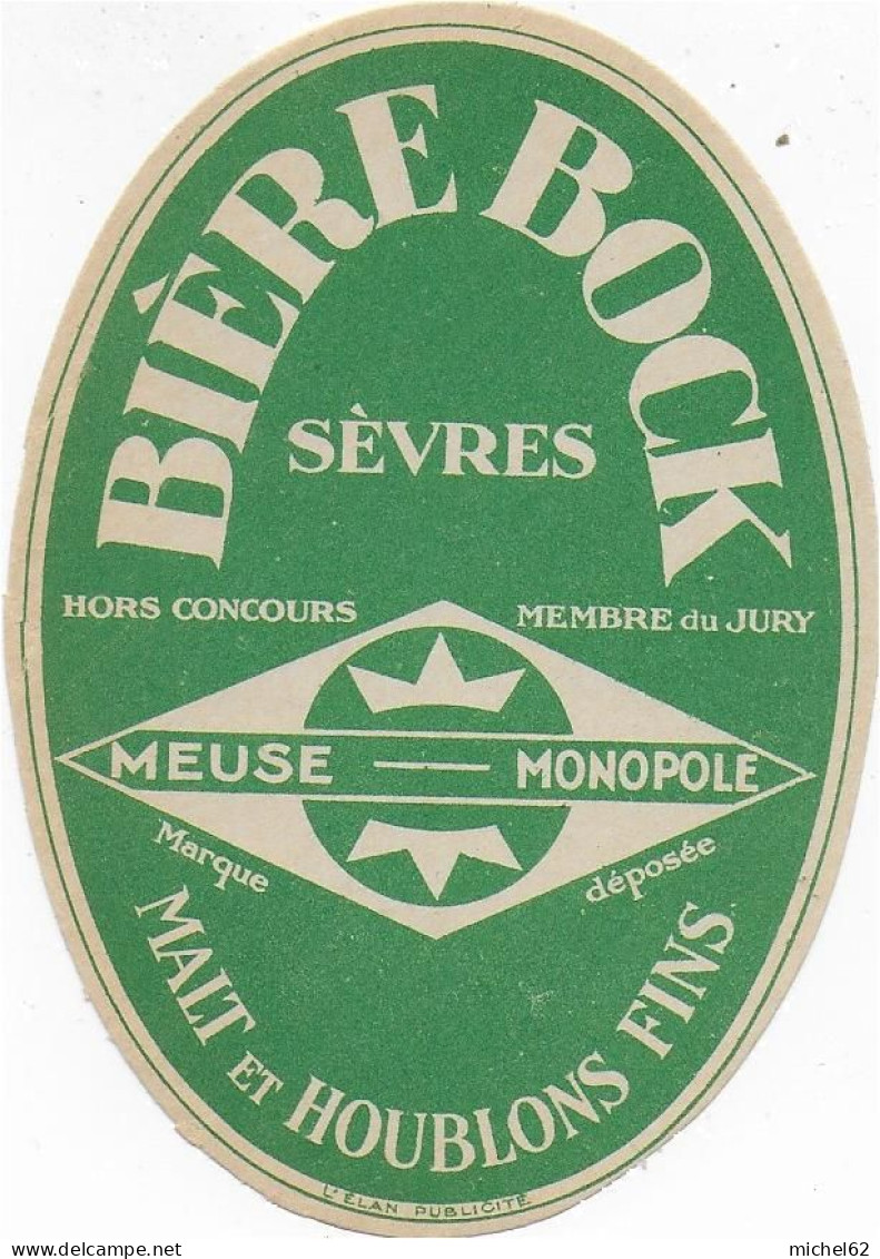 ETIQUETTE  DE   Biere Bock Sevres Meuse Monopole - Beer