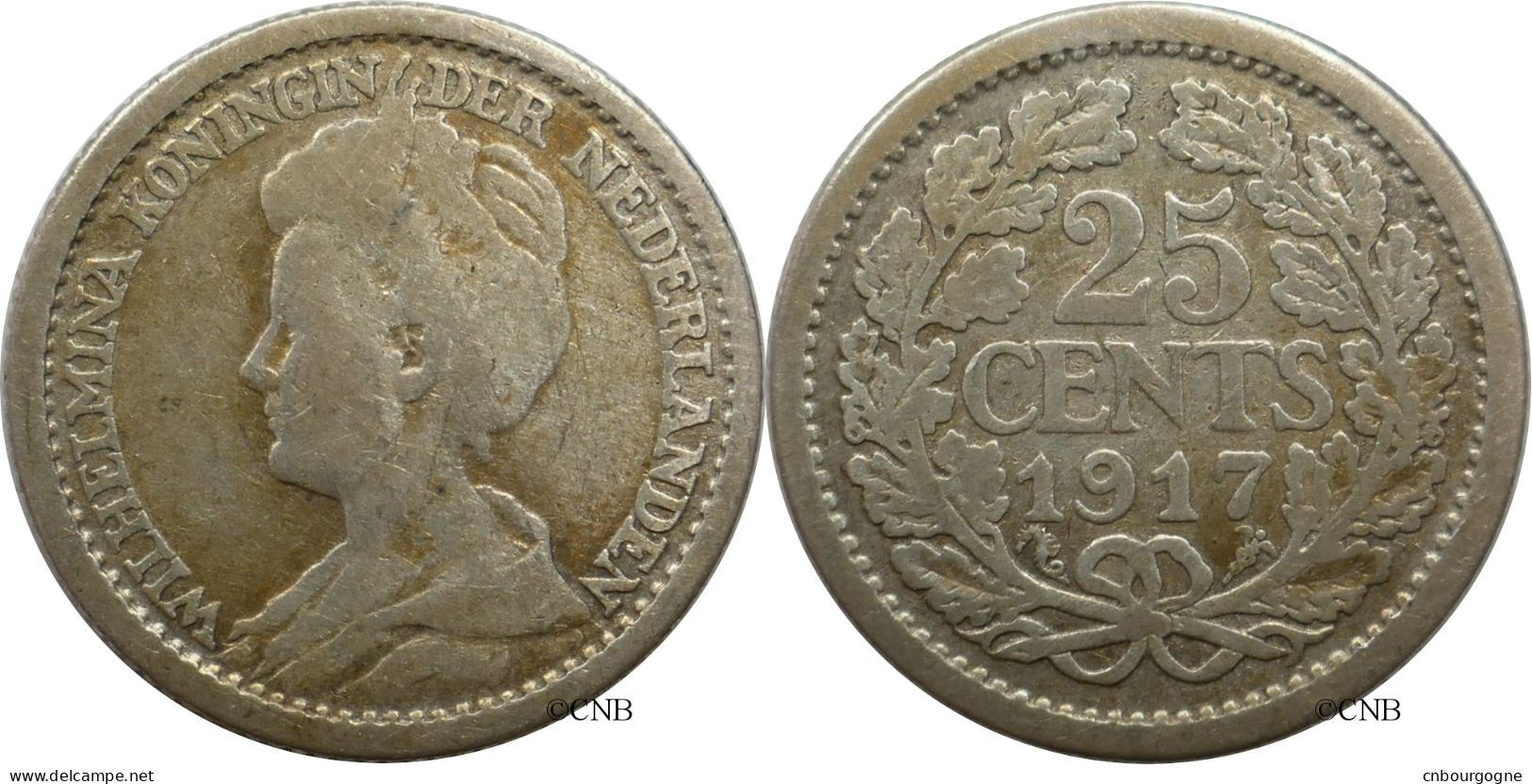 Pays-Bas - Royaume - Wilhelmina - 25 Cents 1917 - TB/VF25 - Mon5841 - 25 Cent