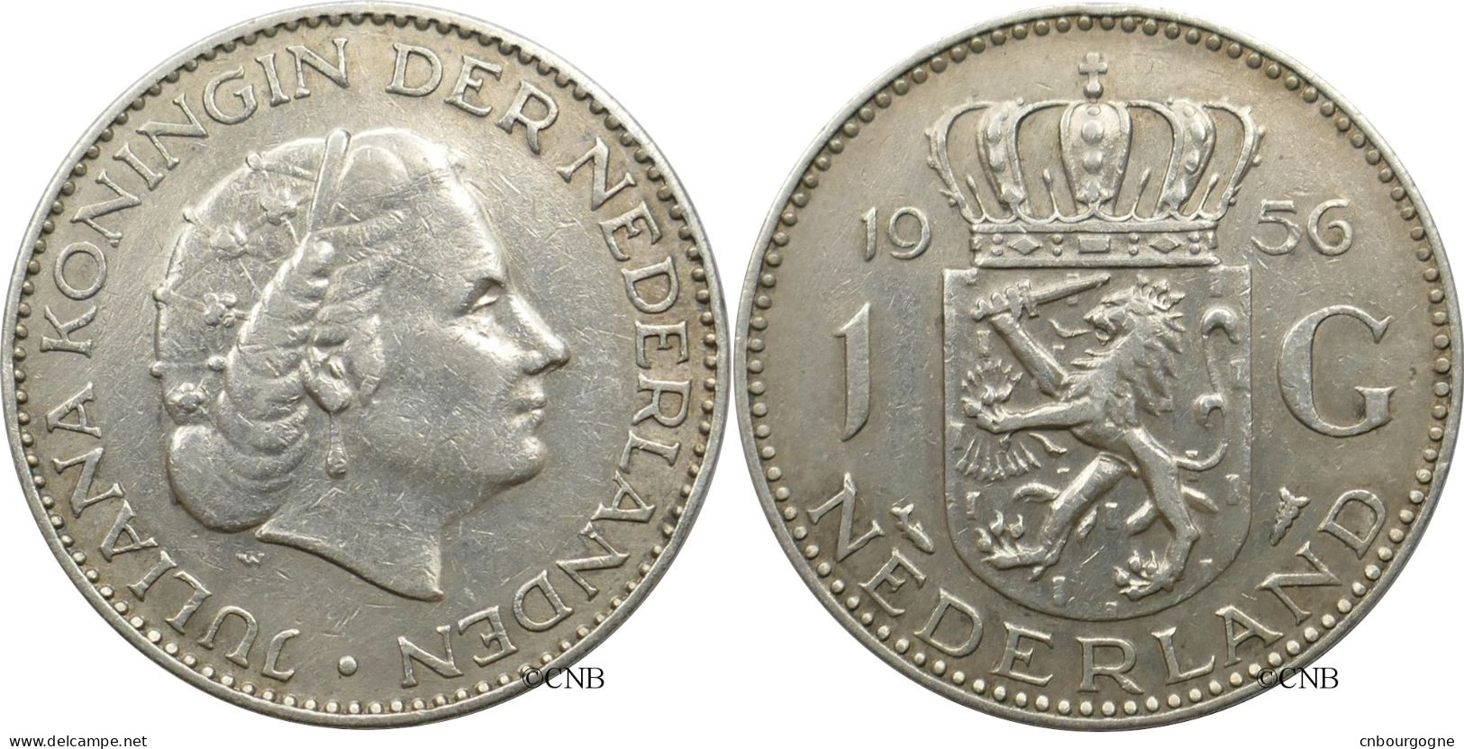 Pays-Bas - Royaume - Juliana - 1 Gulden 1956 - TTB/XF40 - Mon5677 - 1948-1980 : Juliana