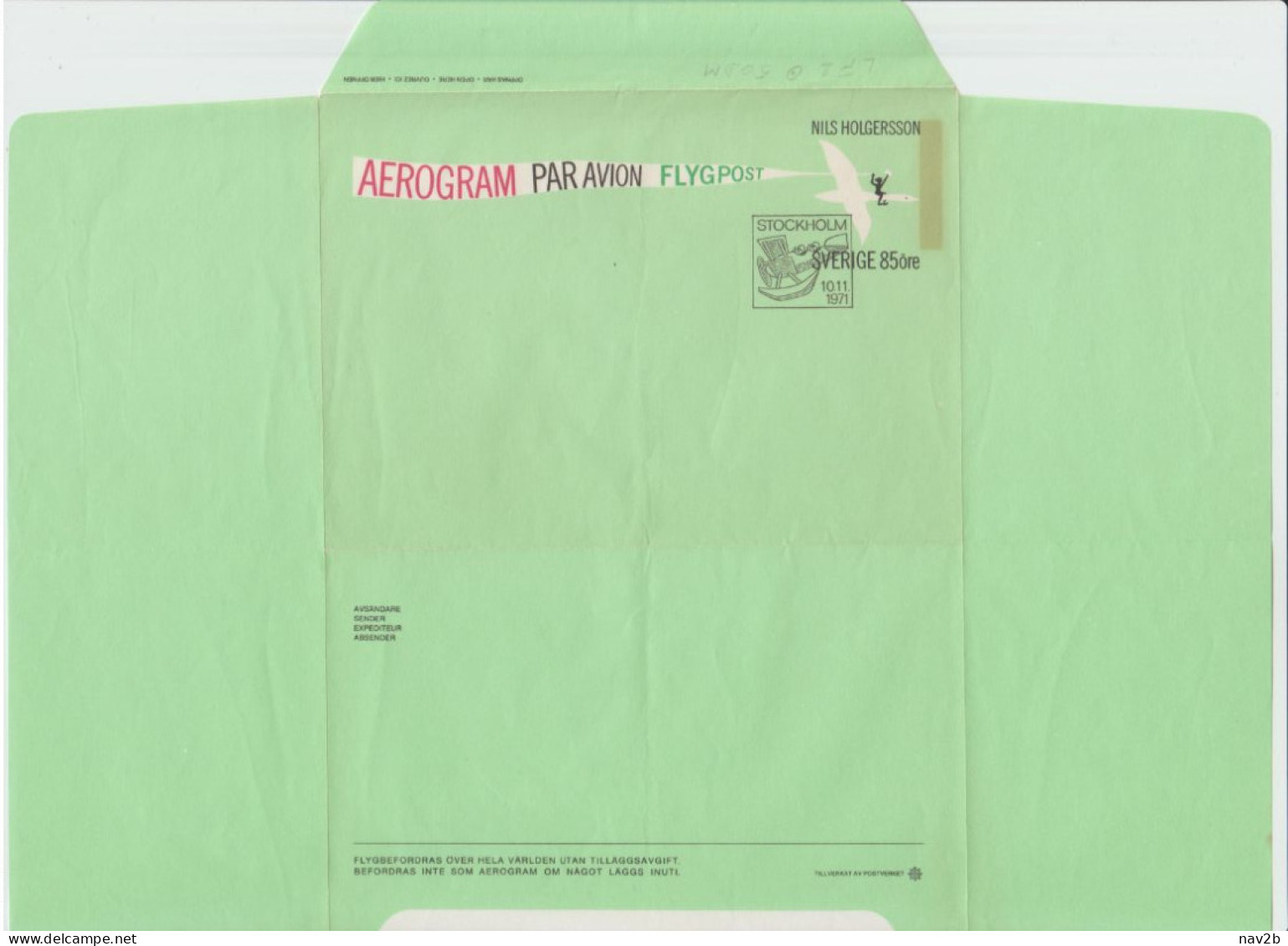 Aérogramme . Stockholm  1971 - Postal Stationery