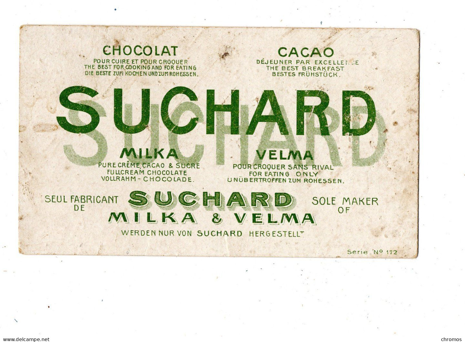 Chromo Chocolat Suchard S 172 / 9, Insects, La Guêpe - Suchard