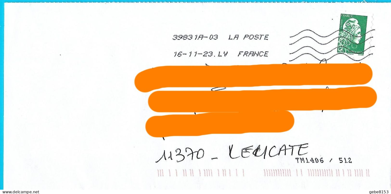 Marianne L'engagée Lettre Verte Autocollant Philaposte Sans @ Toshiba 39831A-03 Marque De Tri - 2018-2023 Marianne L'Engagée