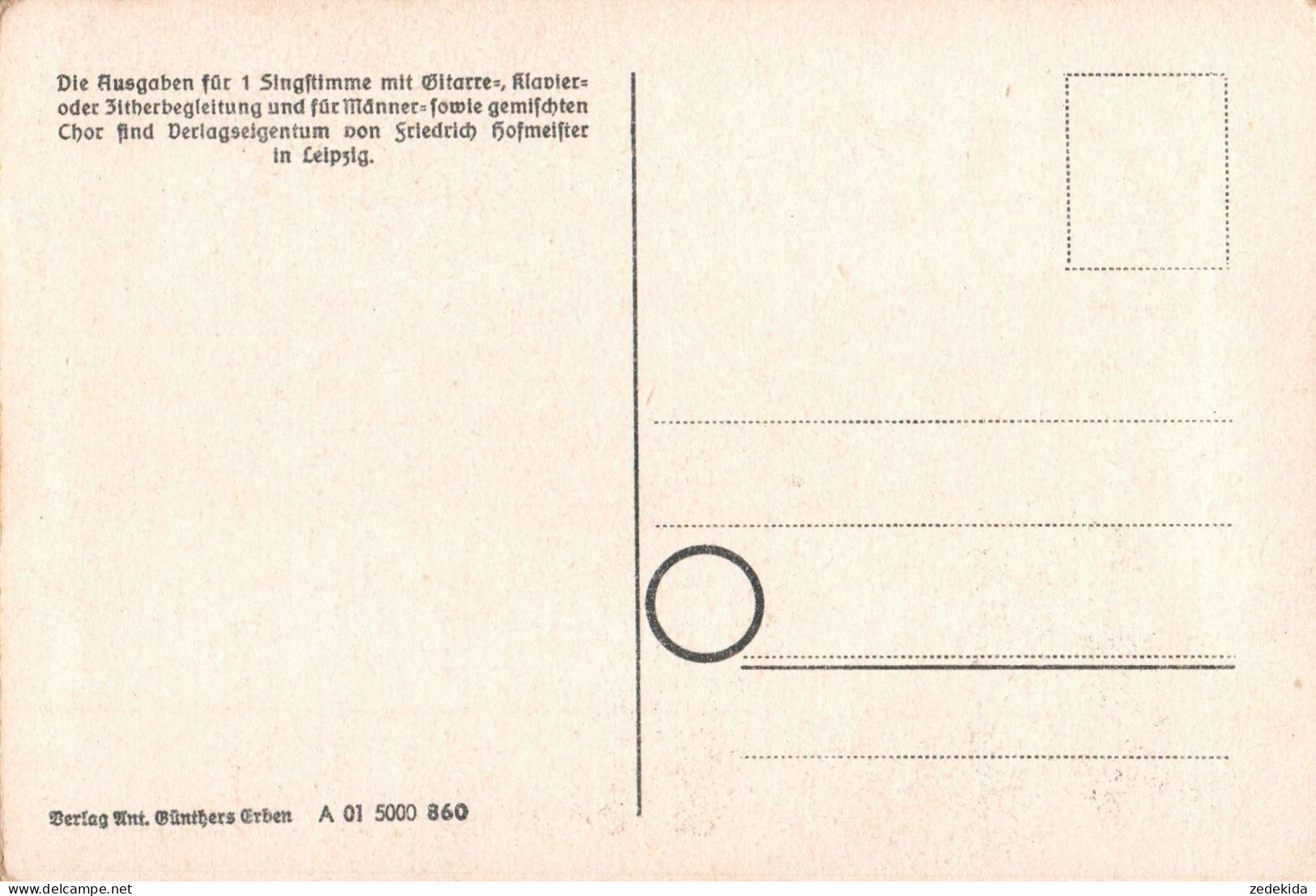 H2089 - Litho Anton Günther Liedkarte - S Unnel Mitn Kannel .... Böhmen Erzgebirgisches Volkslied - Musik