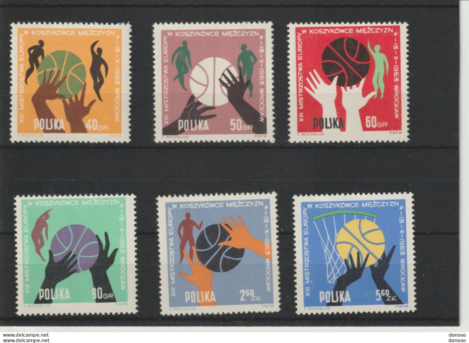 POLOGNE 1963 BASKETT-BALL Yvert 1284-1289,  Michel 1418-1423 NEUF** MNH Cote 4 Euros - Unused Stamps