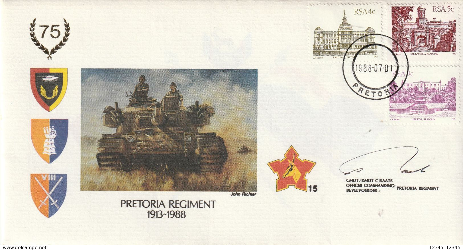 Zuid Afrika 1988, Letter Unused, Pretoria Regiment 1913-1988 - FDC