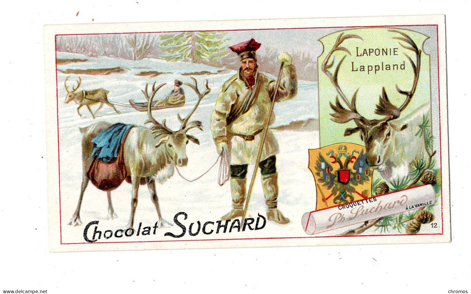 Chromo Chocolat Suchard S 161 / 12,  Laponie, Serie Animaux En Différents Pays - Suchard