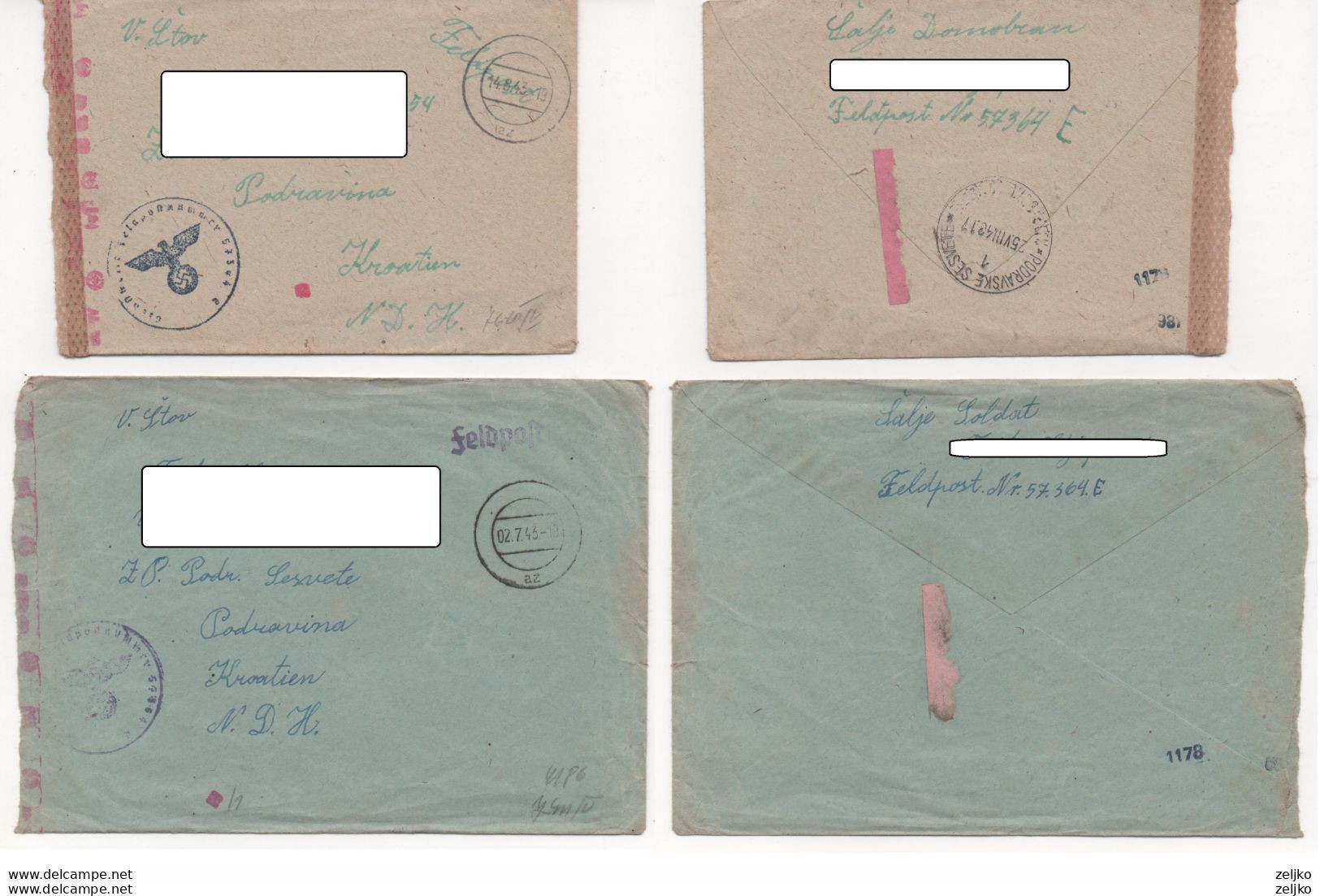 Croatia NDH, Germany, WWII, soldier's letters included, 369th (Croatian) Infantry Division, vražja, 15 letters and cards