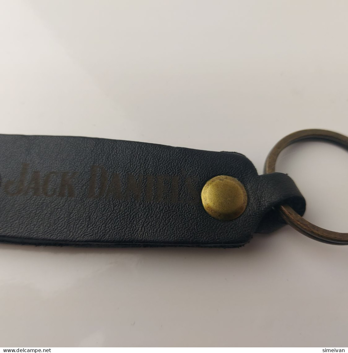 Jack Daniel's Whiskey Collectible Black Leather Key Ring Keychain #5560 - Schlüsselanhänger