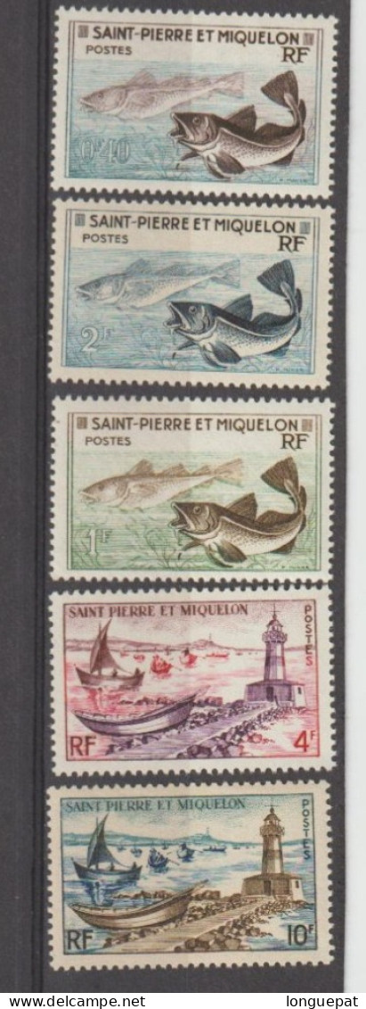 SAINT-PIERRE Et MIQUELON - Morues (Poissons) Et Phare Et Flotiile De Doris (bateau) - Neufs