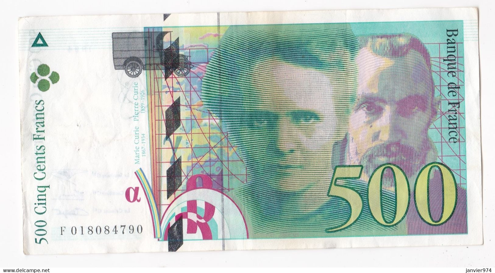 500 Francs Pierre Et Marie Curie 1994, Alphabet : F 018084790, Tres Beau Billet - 500 F 1994-2000 ''Pierre En Marie Curie''