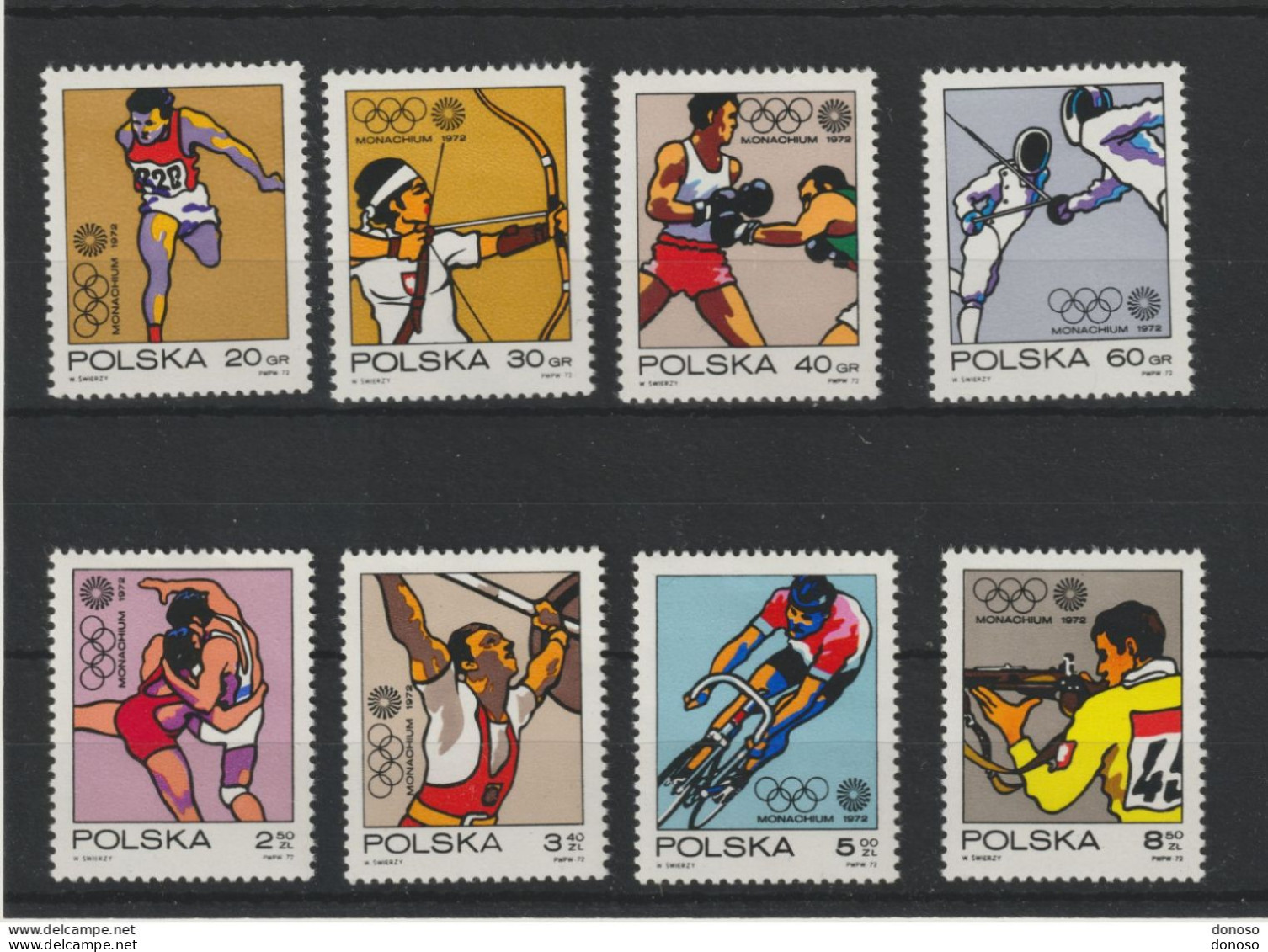 POLOGNE 1972 JEUX OLYMPIQUES DE MUNICH Yvert 1995-2002,  Michel 2149-2156 NEUF** MNH Cote 4 Euros - Neufs