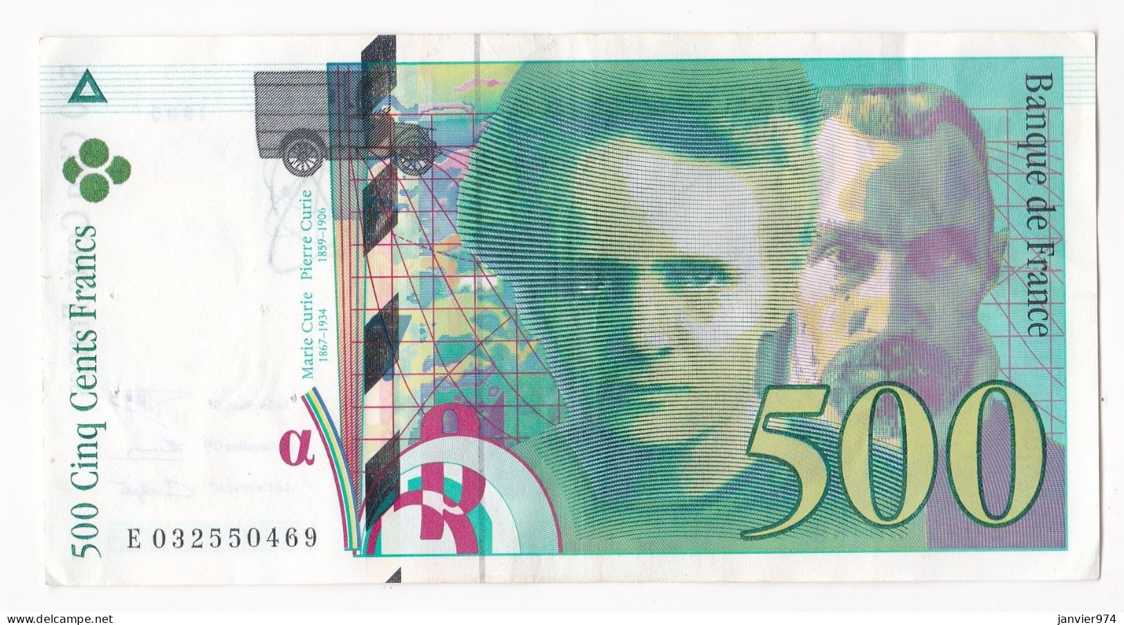 500 Francs Pierre Et Marie Curie 1995, Alphabet : E 032550469, Tres Beau Billet - 500 F 1994-2000 ''Pierre En Marie Curie''