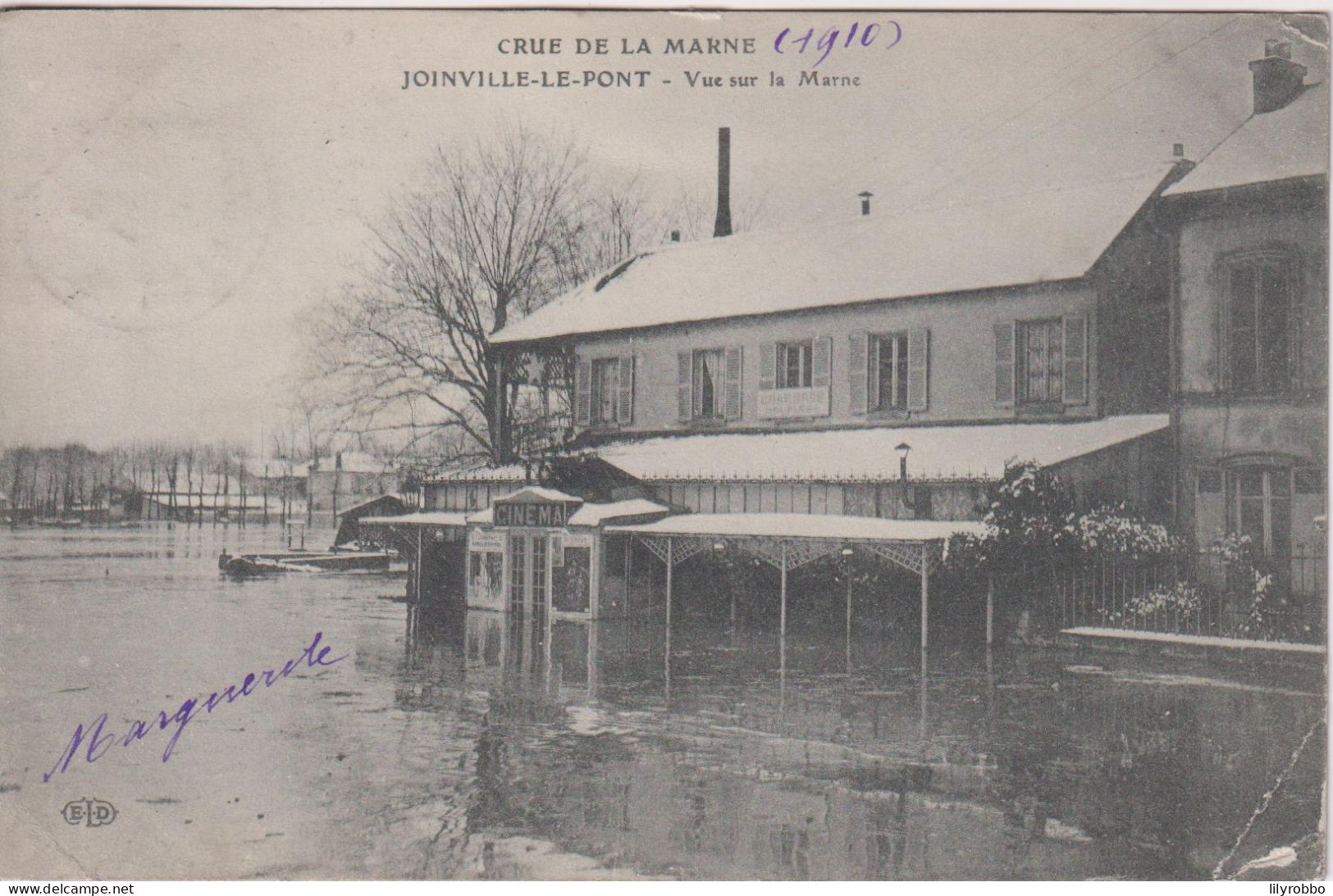 FRANCE - PARIS - Crue De La Seine 1910  Joinville-le-Pont Vue Sur La Marne - Used 1910 PM To UK - Inundaciones