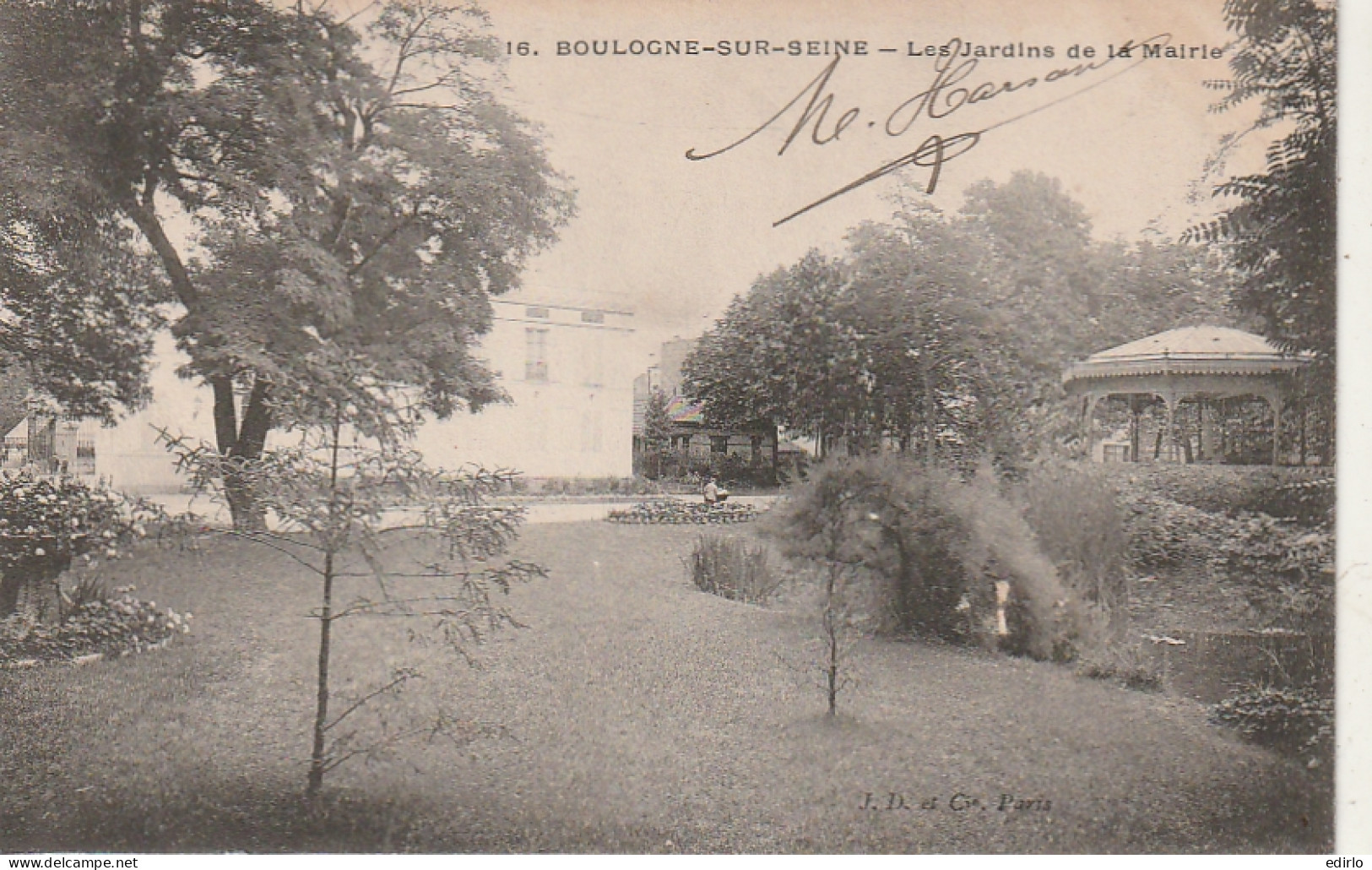 ****92  ***  BOULOGNE SUR SEINE Les Jardins De La Mairie --TTB  Précurseur Timbré  - Boulogne Billancourt