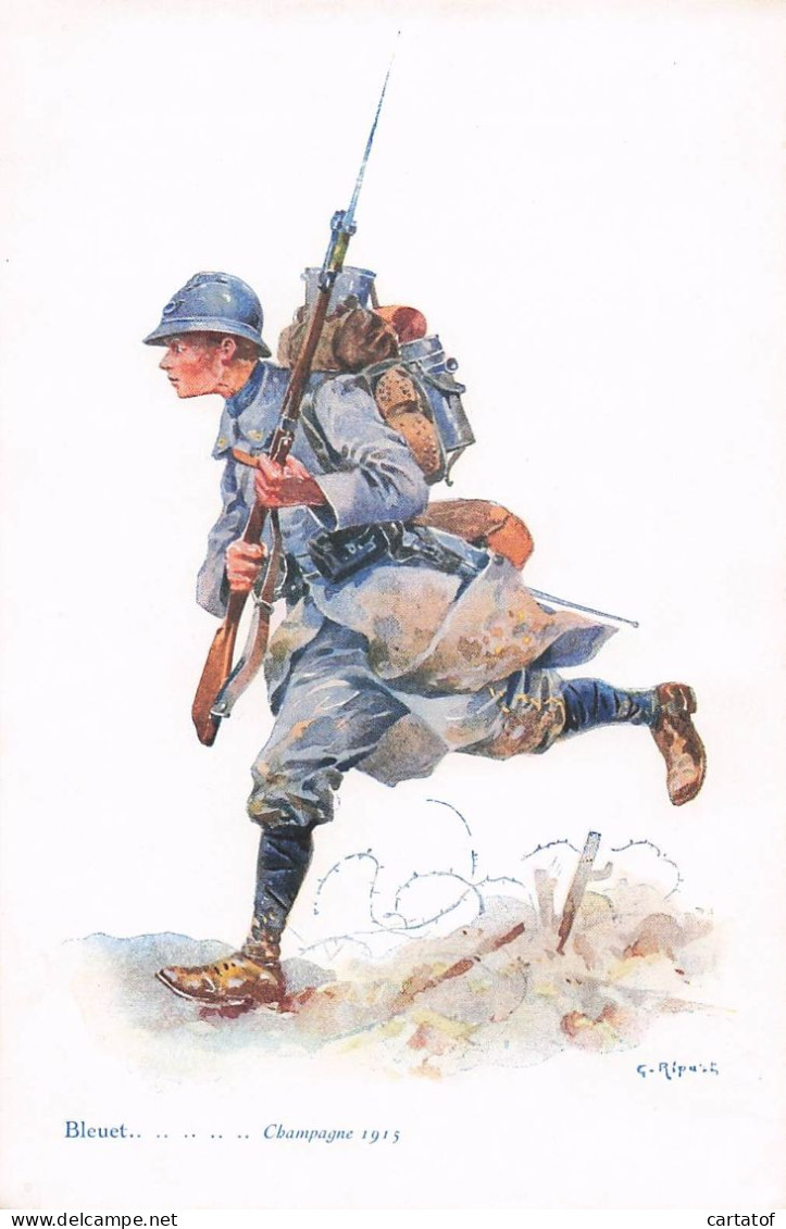 Les Héroïques Soldats de France . Série 1 complète 8 planches artistiques . RIPART . COCARDE DU SOUVENIR