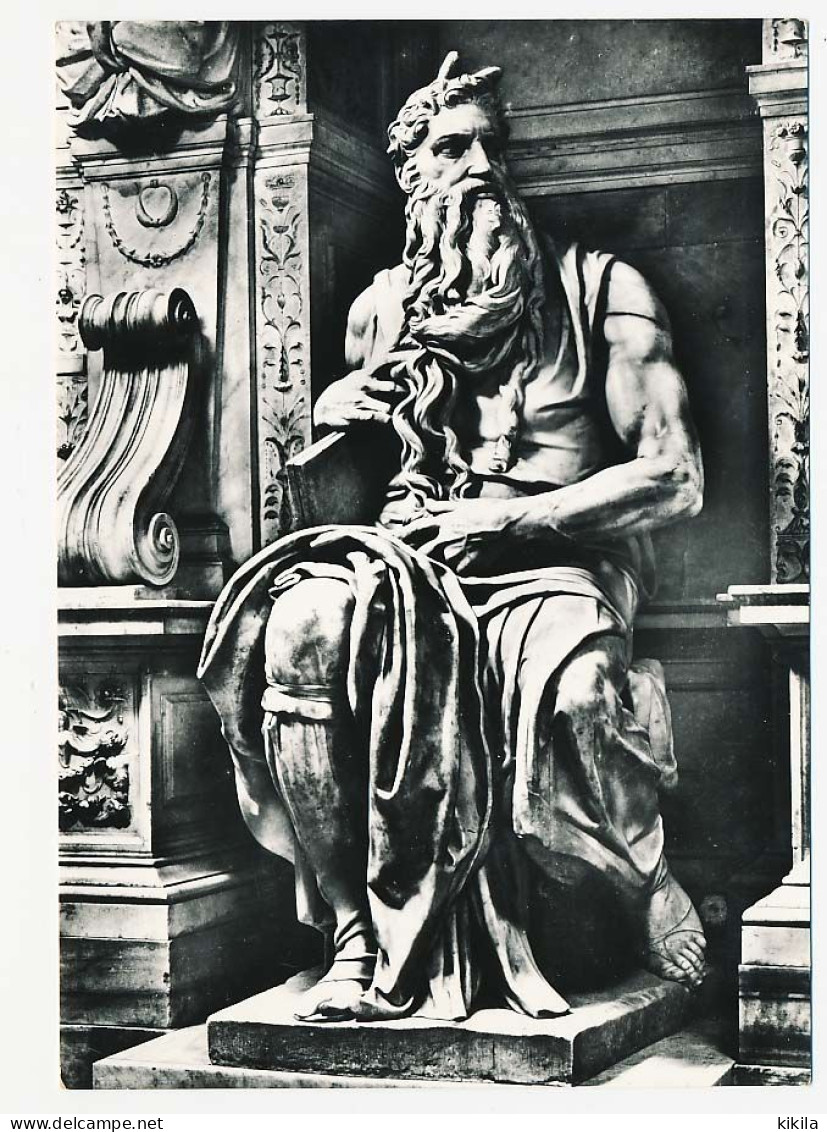 CPSM 10.5 X 15 Italie (27)  ROMA Mosè Di Michelangelo  Rome Moïse Par Michel Ange  Sculpture  Statue - Altri Monumenti, Edifici