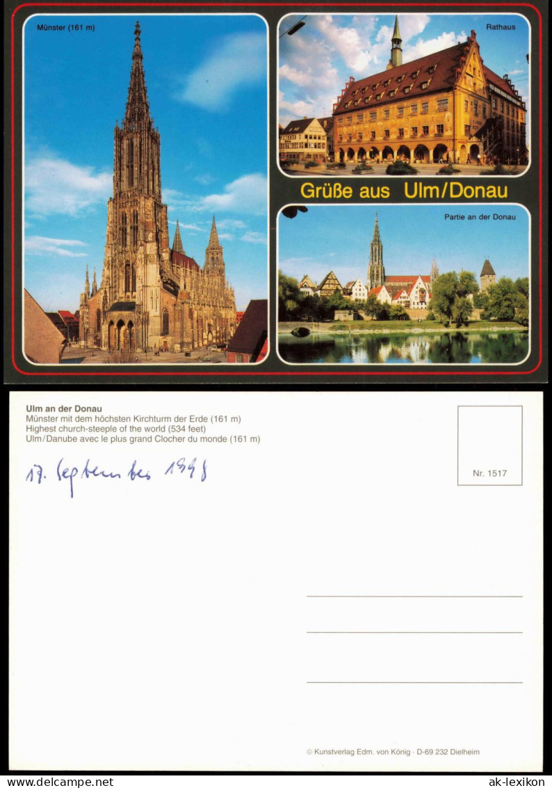 Ulm A. D. Donau Mehrbildkarte U.a. Mit Rathaus Und Münster 1998 - Ulm