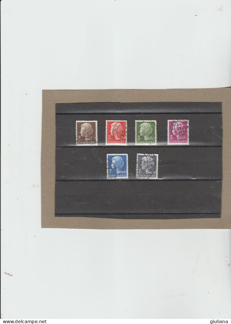 Danimarca 1974 - (UN)  567/72 Used  "Regina Margherita. Serie Ordinaria. Carta Fluorescente" Serie Completa - Used Stamps