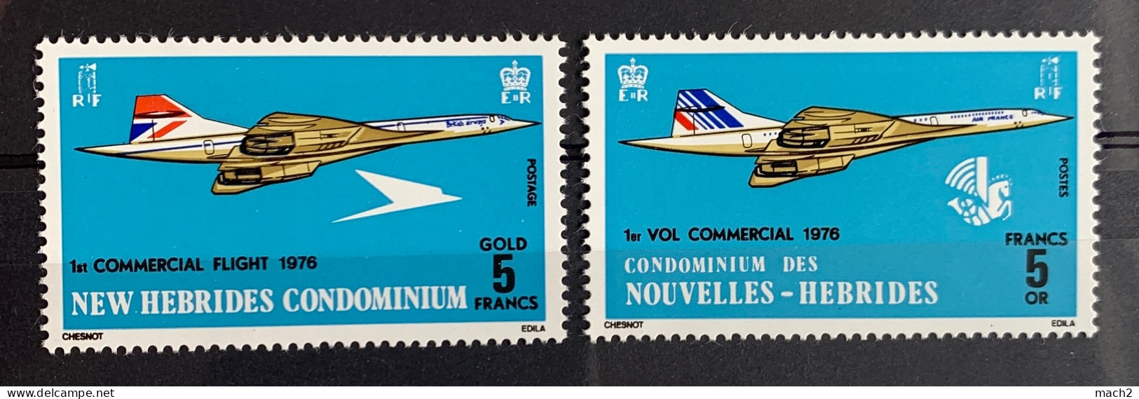 NOUVELLES HEBRIDES - 1976 - N°Yv. 424 à 425 - Concorde - Série Complète - Neuf Luxe ** / MNH - Concorde