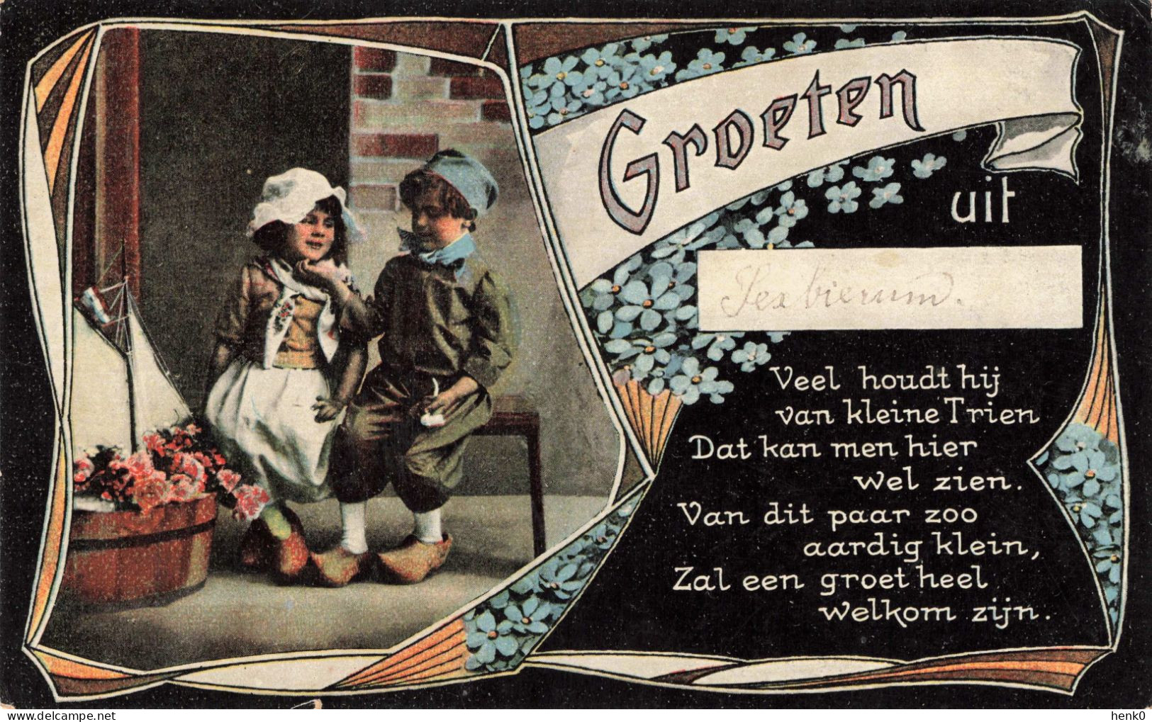Sexbierum Groeten Uit Fantasiekaart Oud 1918 C3130 - Andere & Zonder Classificatie
