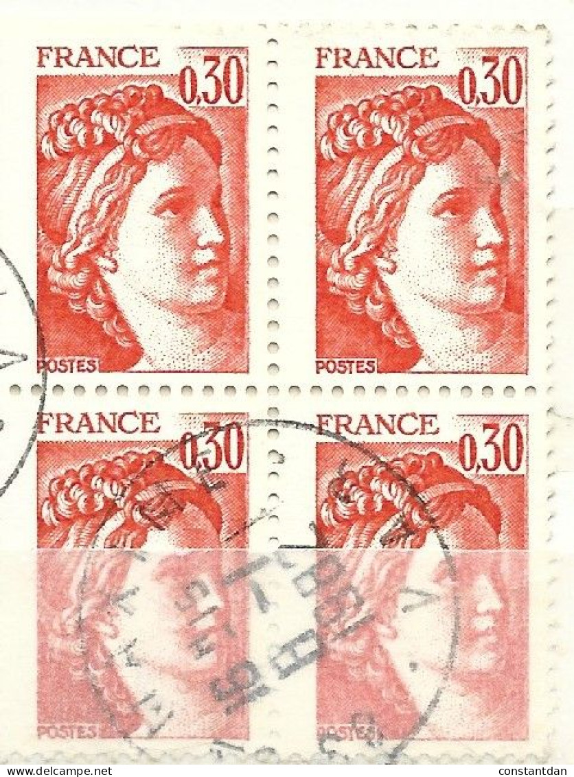 FRANCE N° 1968 30C ORANGE  TYPE SABINE BLOC DE 4 OBL - Gebraucht