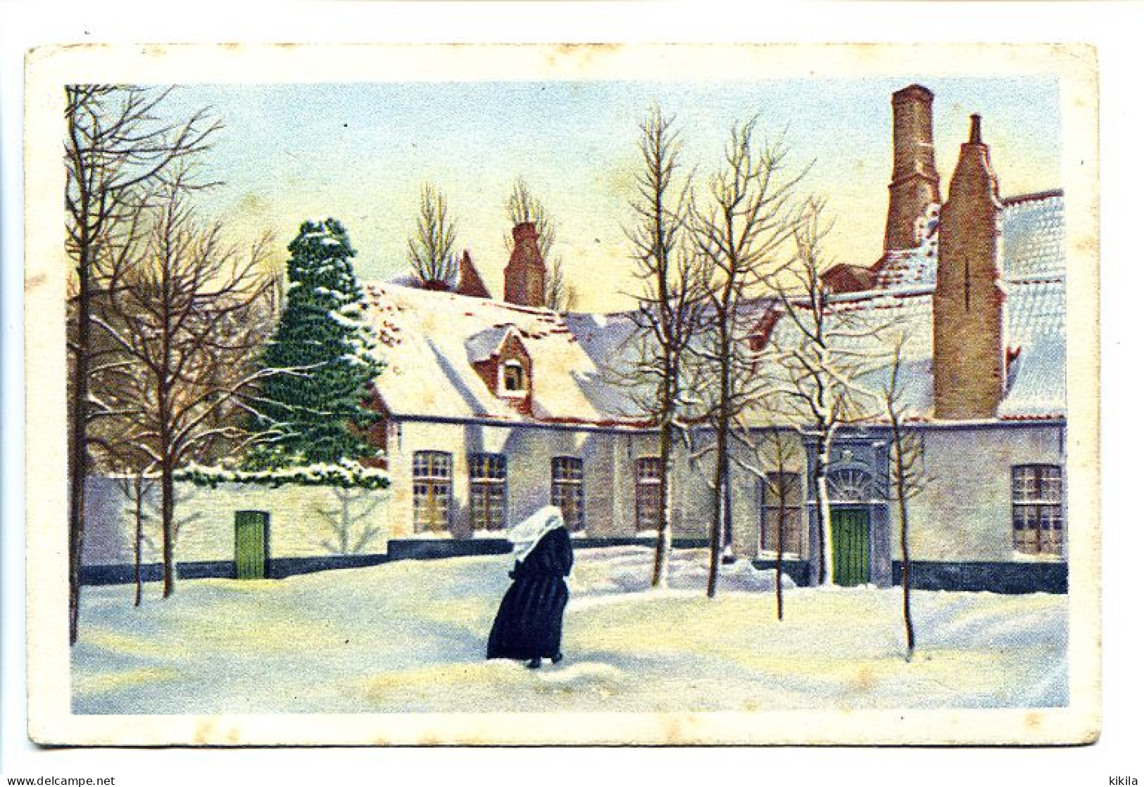 Image 12 X 7.8 Belgique Folklore Belge Belgische Folklore BRUGES Neige Au Béguinage BRUGGE Sneeuw In 't Begijnhof - Côte D'Or