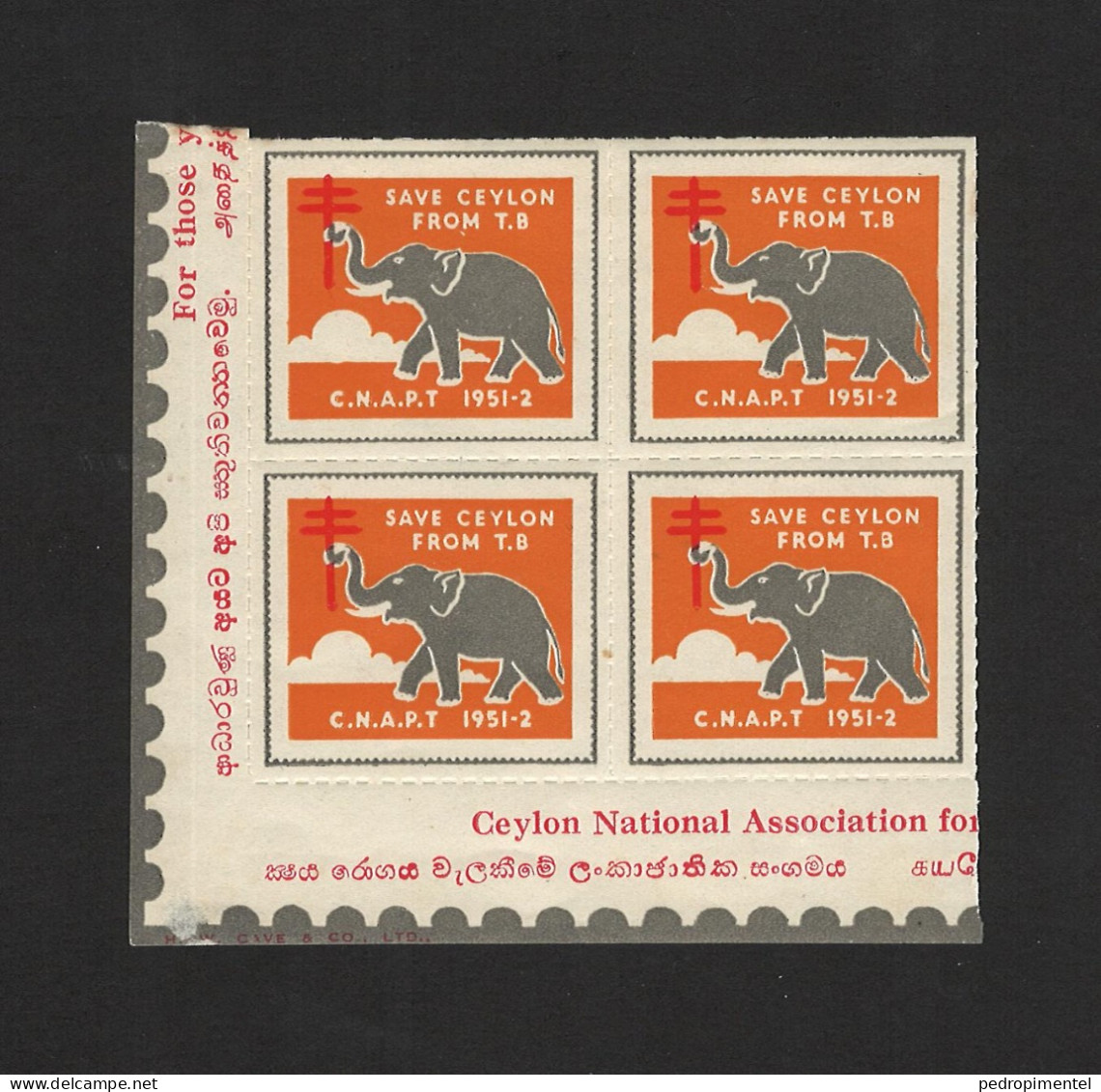 Ceylon 1951 "Anti TB" Condition MNH #931-933 (blocks Of 4) - Sri Lanka (Ceylon) (1948-...)