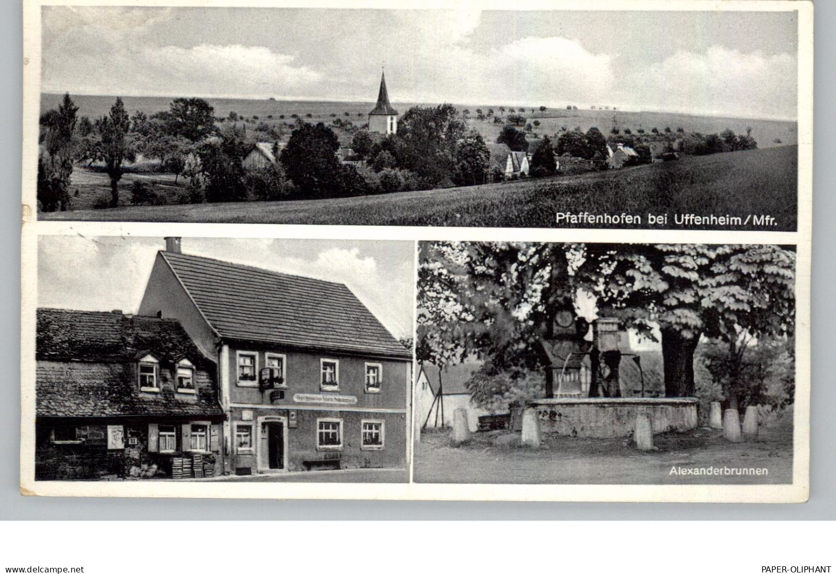 8801 BURGBERNHEIM - PFAFFENHOFEN, Gasthaus Zum Alexanderbrunnen, Alexanderbrunnen, Gesamtansicht, 1954 - Bad Windsheim