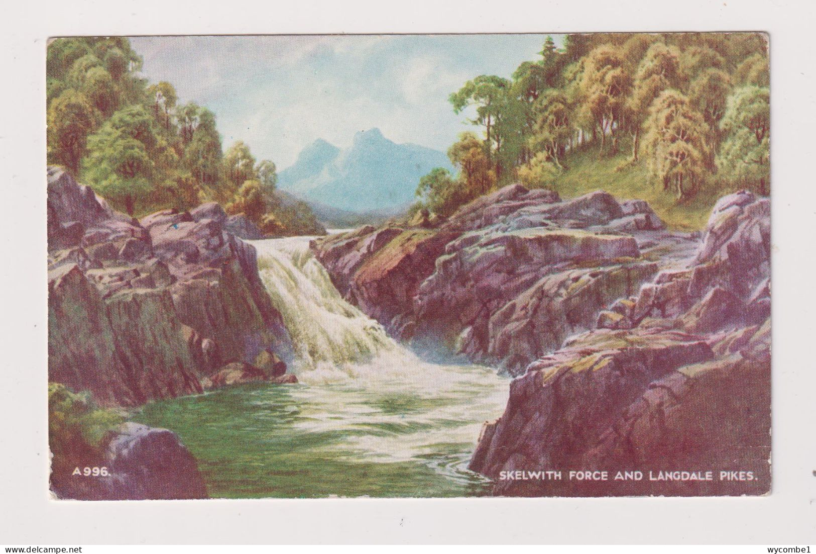 ENGLAND - Skelwith Force And Langdale Pikes Used Vintage Postcard - Sonstige & Ohne Zuordnung