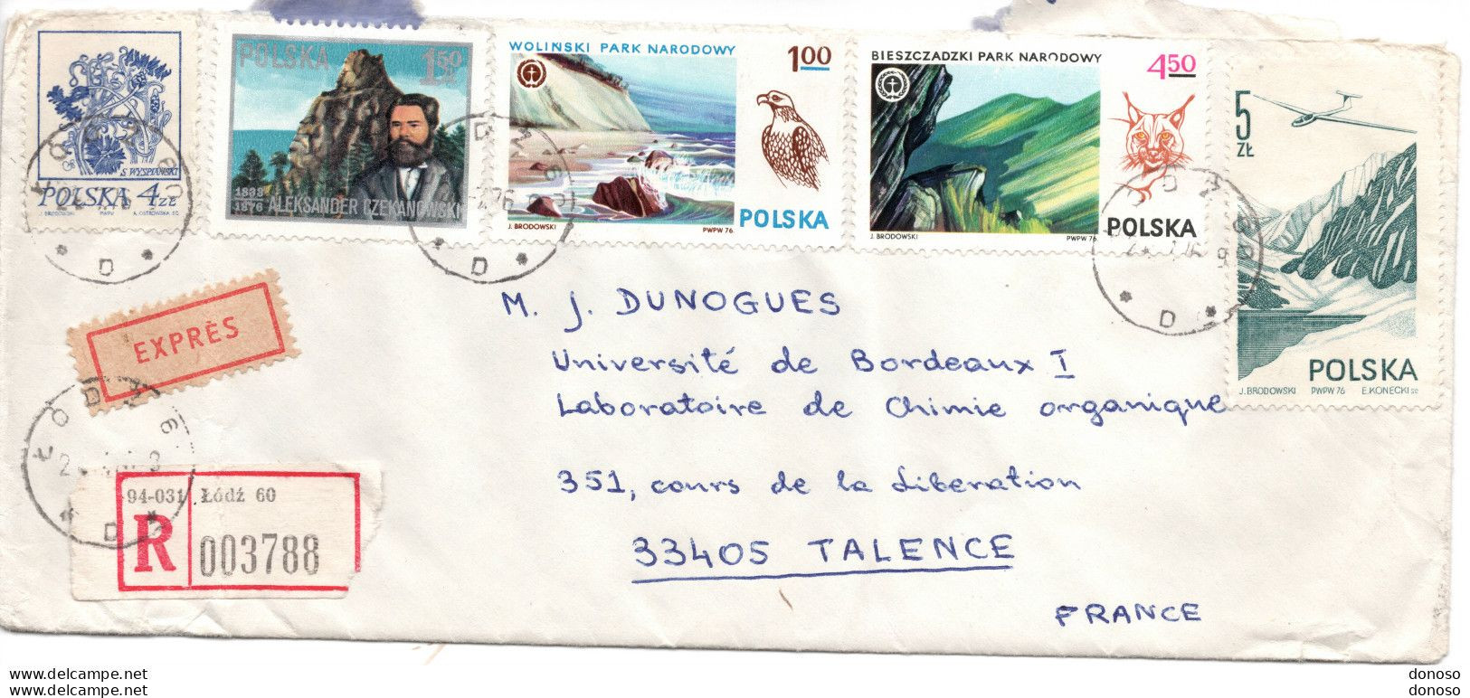 1981 Lettre Recommandée De Lodz  Pour Facultés Des Sciences De Bordeaux - Covers & Documents