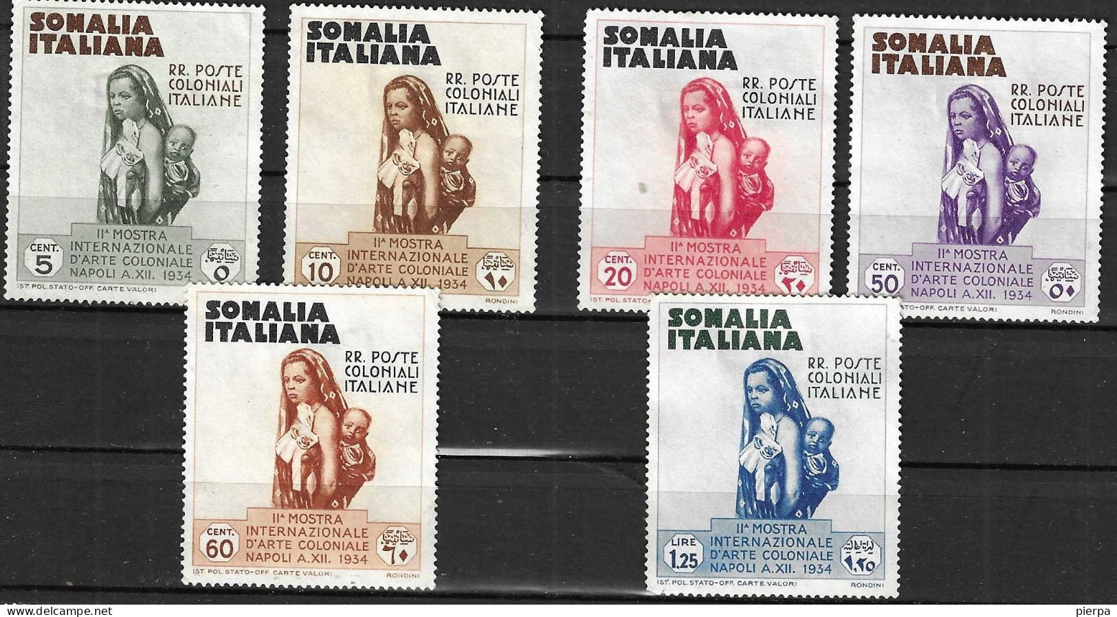 SOMALIA - 1934 - 2^ ESPOSIZIONE ARTE - SERIE 6 VALORI - NUOVA SENZA GOMMA (YVERT 188\93 - MICHEL 197\202 - SS 193\8) - Somalia